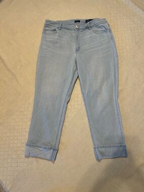J. Jill Women’s Light Blue High-Rise Crop Jeans cuffed hem coastal grandma 14